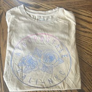 Aeropostale Beige Floral Graphic Tee